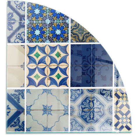 Plaque de cheminée en verre trempé protection du sol contre les étincelles Motifs de carreaux en céramique 1/4 100x100 cm (1/5)