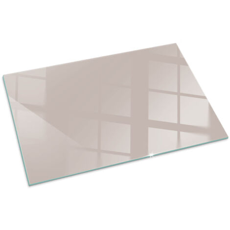 Base décorative Plaque Rectangulaire en verre trempé de sol avec impression moderne sous cheminée Couleur Marron clair 100x70 cm (1/5)