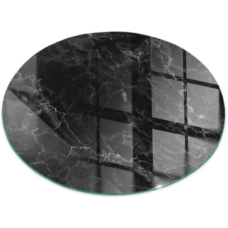 Plaque de protection en verre trempé pour cheminée protection contre les étincelles Motif marbré élégant Ronde fi 70 cm (1/5)