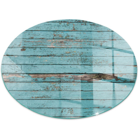 Plaque de sol en verre trempé sous cheminée protection parquet et plancher Planches de style rustique Ronde fi 70 cm (1/5)