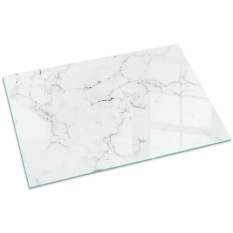 Plaque Rectangulaire de sol en verre trempé sous cheminée protection parquet et plancher Motif marbré avec veines 100x70 (1/5)