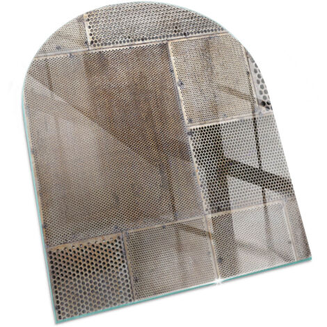 Plaque Rectangulaire décorative imprimée sous cheminée et poêle indépendant Protection Thermique Motif de tôle perforée 80x70 cm (1/5)