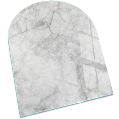 Plaque Rectangulaire en verre trempé décorative de sol avec impression sous cheminée Motif structure marbrée 80x70 cm (1/5)