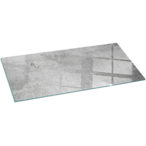 Plaque en verre trempé sous cheminée et poêle protection sol parquet Texture béton brut 125x50 cm (1/5)
