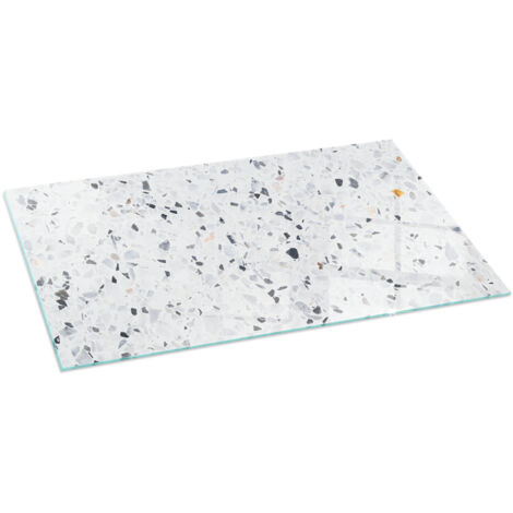 Plaque pare-feu en verre trempé pour cheminée protection du sol contre la chaleur Motif pierre avec particules 100x50 cm