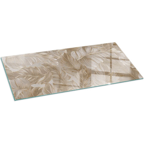 Plaque de protection de sol en verre pour cheminée ou poêle moderne anti-chaleur et étincelles Feuilles en motifs subtils 125x50 cm