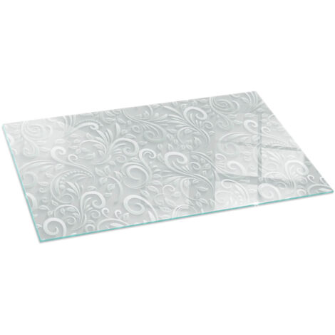 Plaque de cheminée en verre trempé protection du sol contre les étincelles Motif végétal élégant 100x50 cm (1/5)