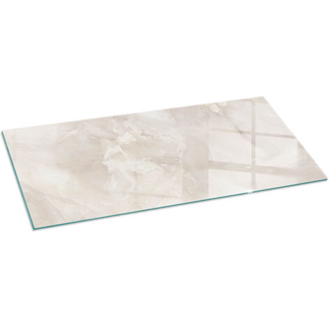 Plaque pare-feu en verre trempé pour cheminée protection du sol contre la chaleur Motif marbre naturel 125x50 cm