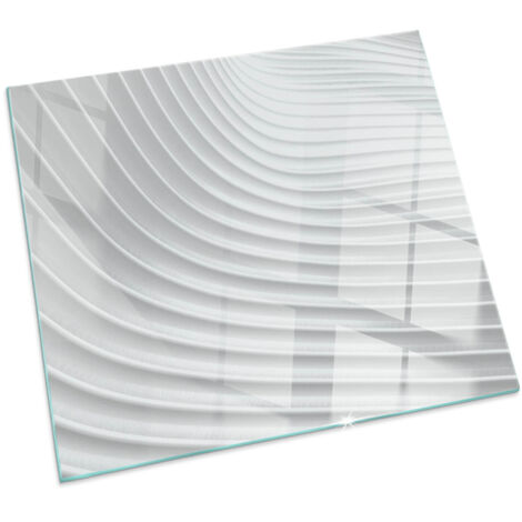 Décorative Plaque en verre trempé pour avec impression pour cheminée de protection pour salon Vagues de lignes délicates Carrée 50x50 cm (1/5)