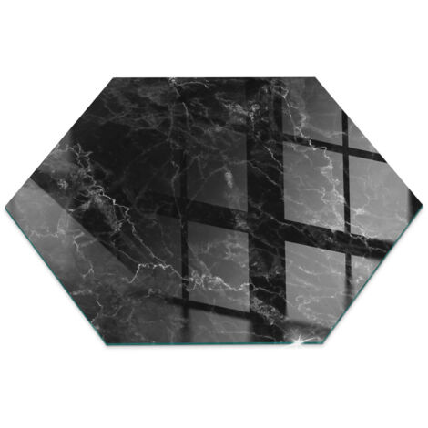 Plaque de protection de sol en verre pour cheminée ou poêle moderne anti-chaleur et étincelles Motif marbré élégant h40 cm (1/5)