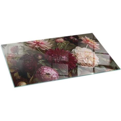 Décorative Plaque en verre trempé pour cheminée protection contre les braises et étincelles Bouquet floral en détail 100x50 cm (1/5)