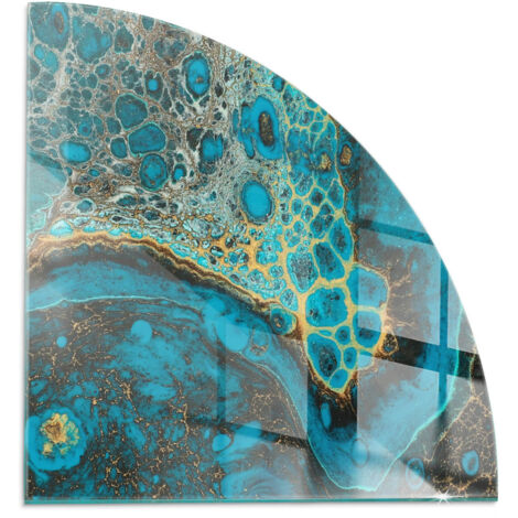 Plaque en verre trempé pour cheminée protection contre les braises et étincelles Motif organique abstrait 1/4 100x100 cm