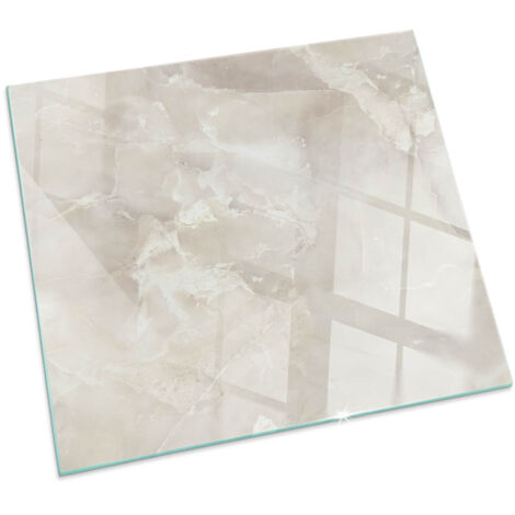 Plaque de cheminée en verre trempé protection du sol contre les étincelles Motif marbre naturel Carrée 50x50 cm (1/5)