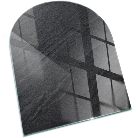 Plaque Rectangulaire de sol sous poêle à bois en verre trempé protection thermique du plancher Texture de pierre naturelle 80x70 cm