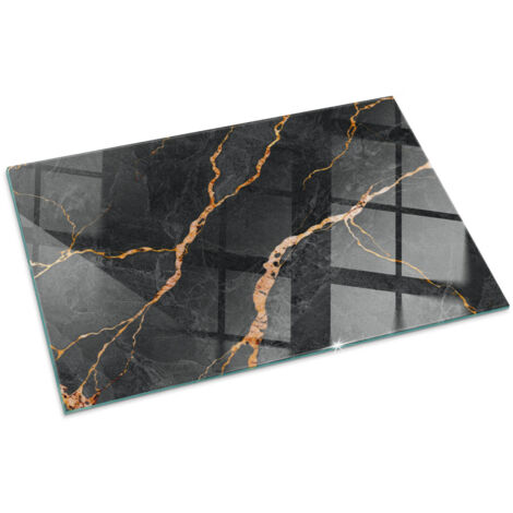 Plaque Rectangulaire décorative de sol avec impression sous cheminée protection et design Marbre élégant avec veines 100x70 cm