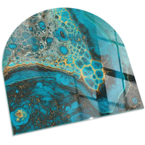 Plaque Carrée en verre trempé décorative de protection avec impression pour salon pour cheminée Motif organique abstrait 100x100 cm (1/5)