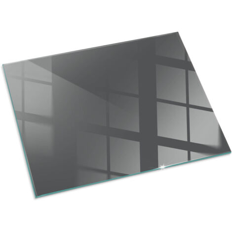 Plaque Rectangulaire de sol en verre trempé sous cheminée protection parquet et plancher Couleur Gris-marron 80x60 cm (1/5)