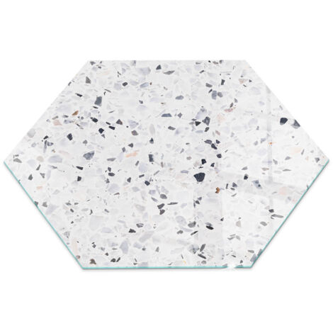 Plaque de protection de sol en verre pour cheminée ou poêle moderne anti-chaleur et étincelles Motif pierre avec particules h40 cm