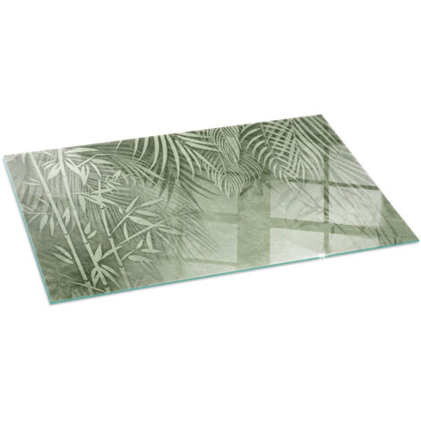 Plaque de cheminée en verre trempé protection du sol contre les étincelles Feuilles tropicales en arrière-plan 100x50 cm (1/5)