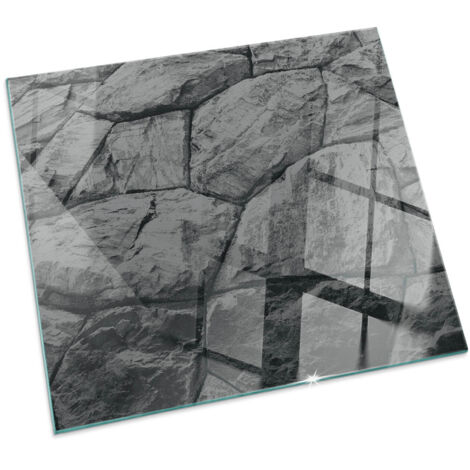 Plaque décorative imprimée sous cheminée et poêle indépendant Protection Thermique Motif pierre naturelle Carrée 50x50 cm (1/5)