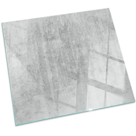 Plaque pare-feu en verre trempé pour cheminée protection du sol contre la chaleur Texture béton brut Carrée 50x50 cm