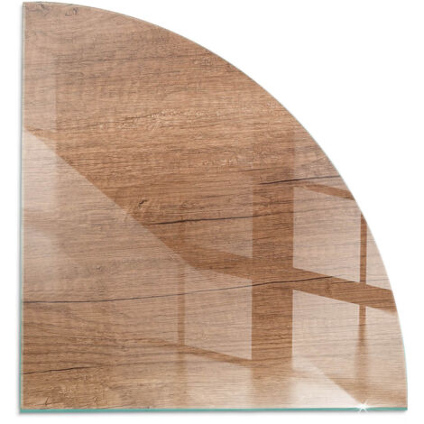 Plaque de protection de sol en verre trempé pour cheminée ou poêle à bois pare-feu contre les étincelles Motif bois naturel 1/4 100x100 cm