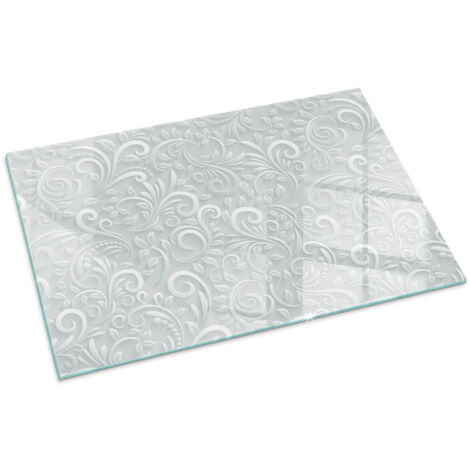 Plaque Rectangulaire de cheminée en verre trempé protection du sol contre les étincelles Motif végétal élégant 100x70 cm (1/5)