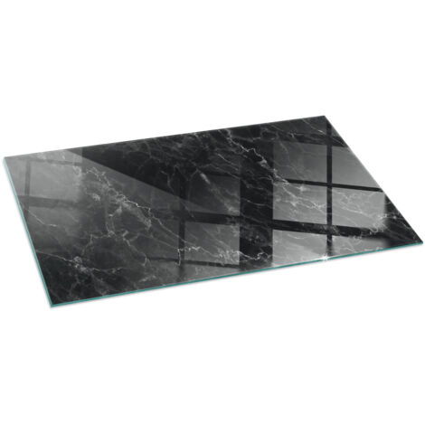 Plaque de protection de sol en verre trempé pour cheminée ou poêle à bois pare-feu contre les étincelles Motif marbré élégant 120x60 cm