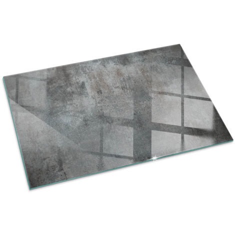 Plaque Rectangulaire en verre trempé avec impression décorative Protection de sol sous cheminée Texture de surface brute 100x70 cm (1/5)