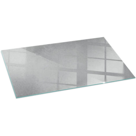 Plaque de protection de sol en verre pour cheminée ou poêle moderne anti-chaleur et étincelles Texture de béton avec effet 120x60 cm