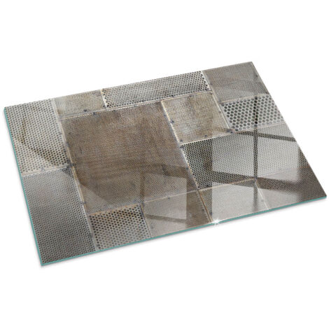 Plaque Rectangulaire de sol en verre trempé sous cheminée protection parquet et plancher Motif de tôle perforée 100x70 cm (1/5)
