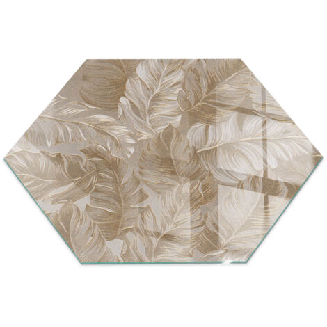Plaque de cheminée en verre trempé protection du sol contre les étincelles Feuilles en motifs subtils h40 cm (1/5)