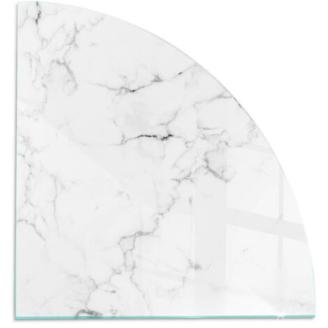 Plaque en verre trempé sous cheminée et poêle protection sol parquet Motif marbré avec veines 1/4 100x100 cm