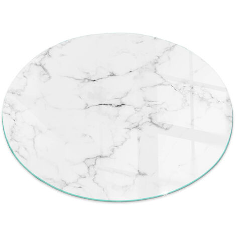 Plaque de protection en verre trempé pour cheminée protection contre les étincelles Motif marbré avec veines Ronde fi 50 cm