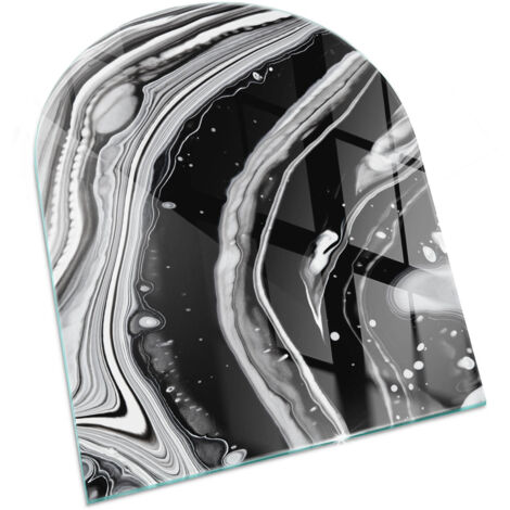 Plaque Rectangulaire en verre trempé pour cheminée protection contre les braises et étincelles Vagues et lignes abstraites 80x70 cm (1/5)