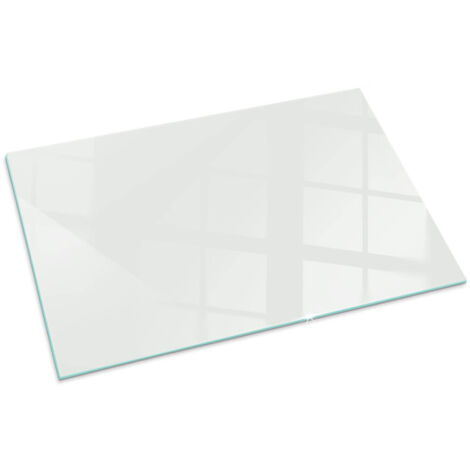 Plaque Rectangulaire en verre trempé pour cheminée protection contre les braises et étincelles Couleur Ivoire 100x70 cm