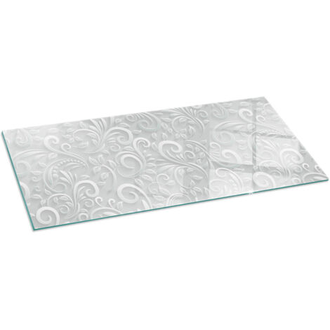 Plaque de sol pour cheminée ou poêle en verre trempé avec impression Motif végétal élégant 125x50 cm (1/5)