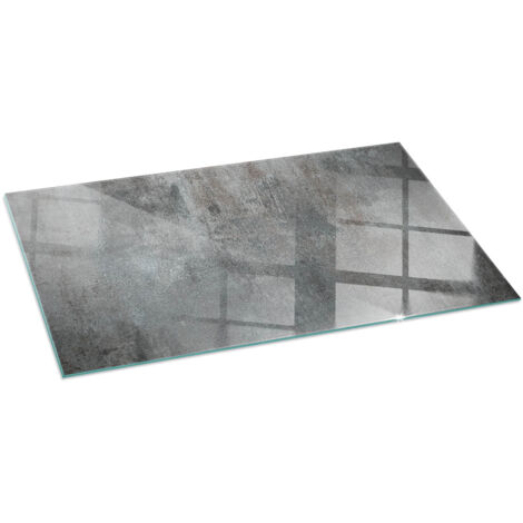 Plaque en verre trempé avec impression décorative Protection de sol sous cheminée Texture de surface brute 100x50 cm