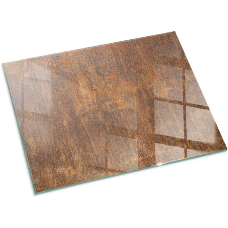Plaque de protection de sol en verre trempé pour cheminée et poêle à bois pare-feu contre les étincelles Texture rouillée sur métal 80x60