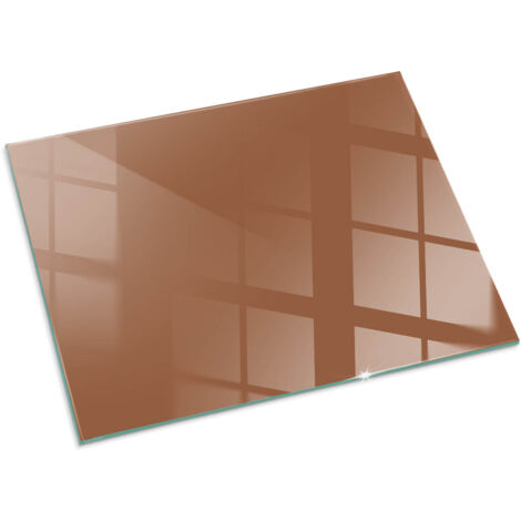 Plaque Rectangulaire en verre trempé de sol décorative imprimée premium sous cheminée Couleur Marron 80x60 cm (1/5)