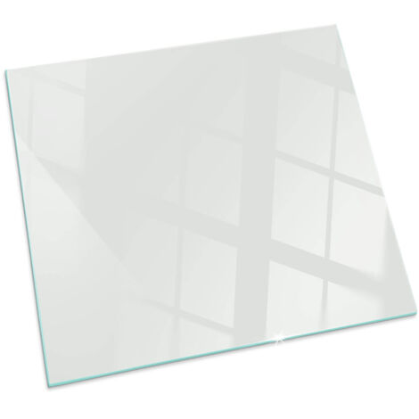 Plaque de protection en verre trempé pour cheminée protection contre les étincelles Couleur Ivoire Carrée 50x50 cm (1/5)