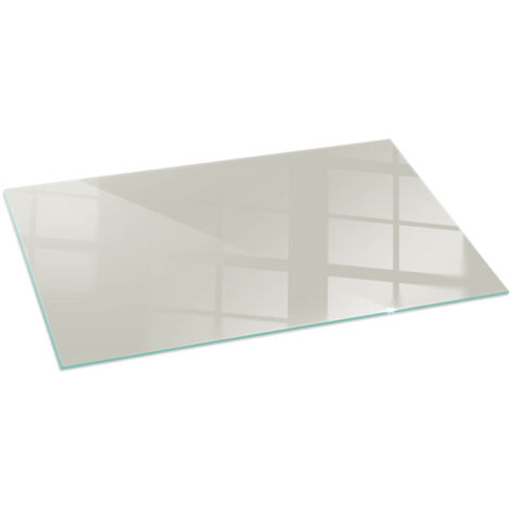 Plaque en verre trempé pour cheminée protection contre les braises et étincelles Couleur Crème clair 100x50 cm