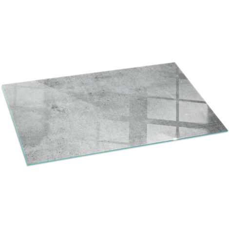 Plaque de protection de sol en verre trempé pour cheminée ou poêle à bois pare-feu contre les étincelles Texture béton brut 100x50 cm