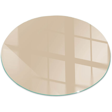 Plaque de protection ronde de sol pour cheminée en verre trempé avec impression Couleur Beige Ronde fi 80