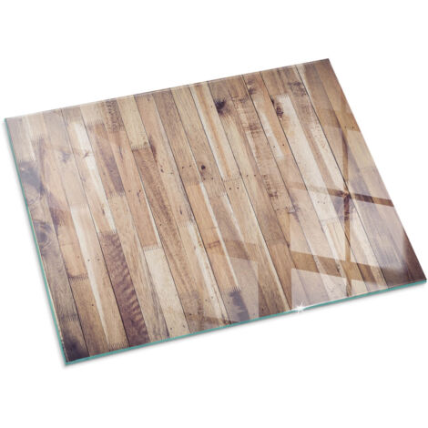 Plaque Rectangulaire de sol sous poêle à bois en verre trempé protection thermique du plancher Planches de bois disposées 80x60 cm (1/5)