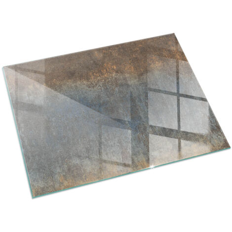 Plaque Rectangulaire de protection de sol en verre trempé pour cheminée et poêle à bois pare-feu contre les étincelles Motif texturé abstrait 60x40 cm