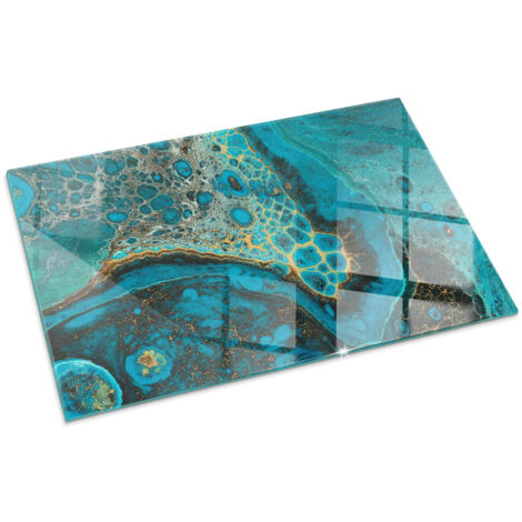 Plaque Rectangulaire de sol pour cheminée en verre trempé avec impression Motif organique abstrait 100x70 cm (1/5)