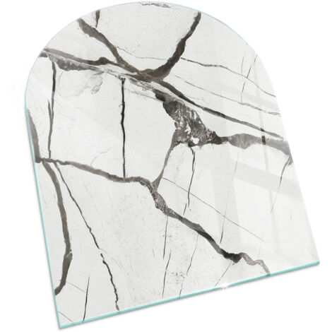 Plaque Rectangulaire de protection en verre trempé pour cheminée protection contre les étincelles Motif veines marbrées 80x70 cm (1/5)