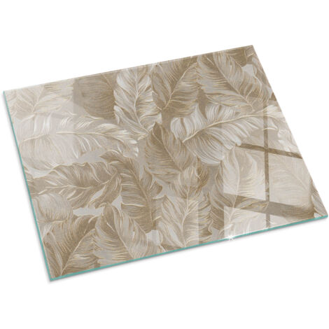 Plaque Rectangulaire de cheminée en verre trempé protection du sol contre les étincelles Feuilles en motifs subtils 80x60 cm (1/5)