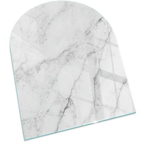 Plaque Rectangulaire de Verre pour Cheminée Revêtement de Sol Plancher de Pare-feu Protection Contre Etincelles Motif marbré avec veines 80x70 cm